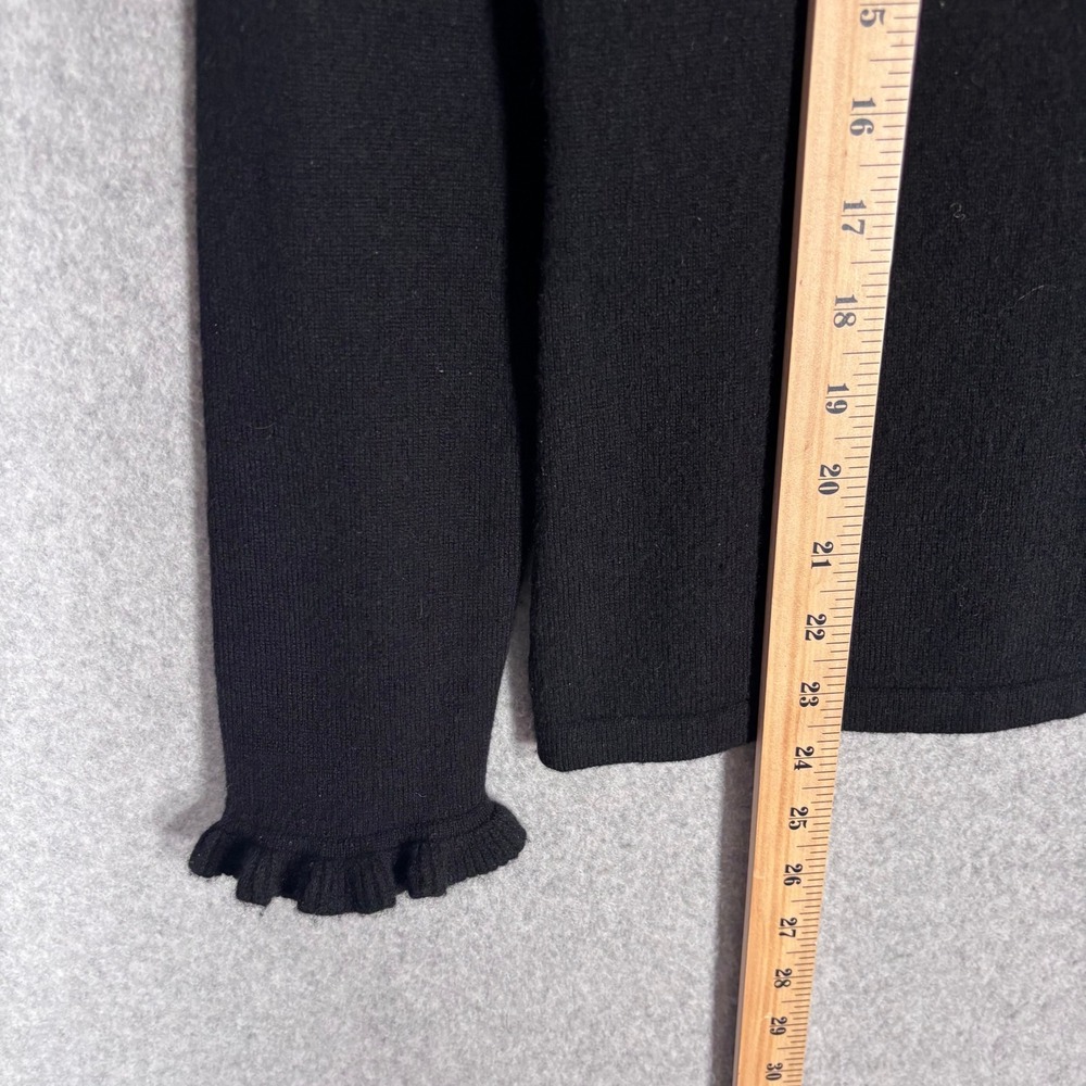 Charter Club 100% Cashmere Sweater‎ Small Black Ruffle Neck Henley Twee Preppy - Picture 6 of 10